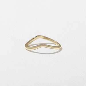 Curved <b>Plain</b> Stackable <b>Ring</b> 10k 14k 18k Solid Gold Contour V Shaped Everyday Wear Wedding Band Solitaire Minimalist Fine Jewelry - Product Image 5