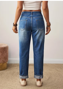 Jeans de Mezclilla de Cintura Alta y Pierna Recta para Mujer, Corte Regular, Sin Elástico, Estilo Casual, Largos, Marca TRIBON SPORTS - Product Image 6