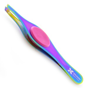 Pinzas para Cejas Modernas y Inclinadas Hechas a Mano por KOUNAIN, Color de la Bandera de Qatar, Acero Inoxidable, Agarre de Silicona, para Entusiastas de la Belleza - Product Image 6