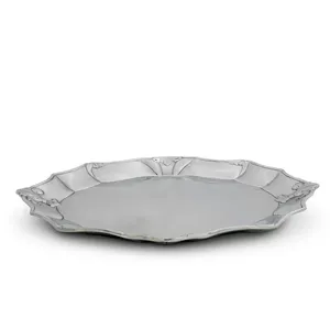 Plateau de service en métal artisanal de qualité supérieure avec texture élégante en laiton brossé, plateau de service ovale en métal, design classique poli - Product Image 1