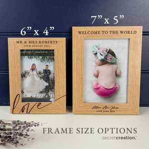 Cadre photo en bois personnalisé gravé à la main, écologique, pour couples, familles, anniversaire de mariage, anniversaire - Product Image 4