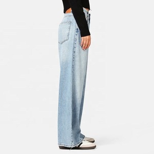 Jeans de Mezclilla de Cintura Alta y Pierna Recta en Azul Claro, de Alta Calidad y Gran Venta, para Mujer, Casuales de Invierno, de Algodón - Product Image 2