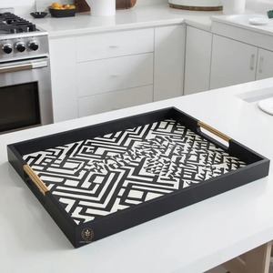 Plateau de service en résine fait main, design minimaliste coloré, compatible lave-vaisselle, qualité professionnelle pour événements à domicile, élégant - Product Image 1