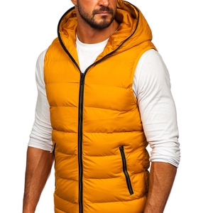 OEM ODM Custom Logo Men's Sleeveless Puffer Vest Jacket Winter Solid Plush Lining <b>Waistcoat</b> with Linen Shell - Product Image 4
