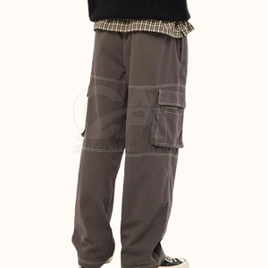 Pantalon streetwear à devant plat pour homme, pantalon décontracté à devant plat avec poches cargo, coupe décontractée - Product Image 4