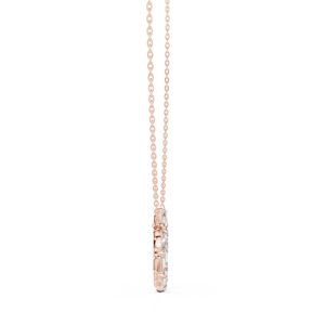 Collier pendentif en or rose 18 carats avec diamants ovales et baguettes pour femme, bijoux minimalistes de luxe, cadeau d'anniversaire - Product Image 2