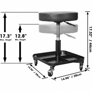 250lb Load Rolling Lift <b>Chair</b> Garage Stool Swivel Adjustable Mechanic Seat with Tool Tray Workshop Creeper <b>Padded</b> Seat GAPGAR030 - Product Image 2