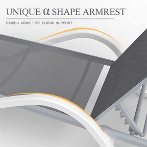 Sdraio da Patio Regolabile in Alluminio, Resistente alle Intemperie, per Piscina e Giardino - Lettino Prendisole Grigio 1 L - Product Image 2