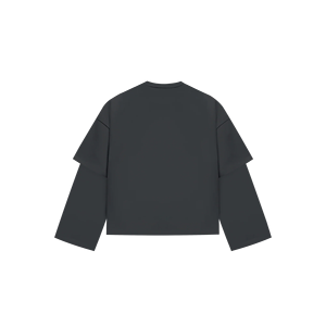 เสื้อยืดแขนยาวทรงโอเวอร์ไซส์สไตล์วินเทจ พิมพ์ลายดอกไม้ ผ้าคอตตอน น้ำหนัก 240 กรัม แขนเสื้อตัดสี สำหรับผู้ชาย สไตล์สตรีทแวร์ ทรงครอป - Product Image 3