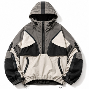 Chaqueta Cortavientos Técnica Personalizada, Oversize, con Bloques de Color, Tipo Pullover, con Capucha, Estilo Anorak, Urbana, Utilitaria, Ligera para Exteriores - Product Image 1