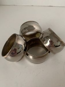 Hand Casted Technique Silver Napkin Rings <b>Set</b> of 4 <b>Gift</b> <b>Sets</b> Custom Event Supplies Table Decoration Napkin Ring <b>Cheap</b> Price - Product Image 6