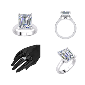 Divya Creations – Bague de luxe personnalisable pour femme, en argent 925 plaqué rhodium, avec diamant de laboratoire IGI certifié 5,07 carats, taille fantaisie, haute qualité - Product Image 4