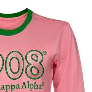 Camisa Rosa de Manga Larga con Ribete Verde, Diseño Gráfico, Top Informal para Mujer, Ropa de Moda, Cómoda para Uso Diario, Estilo de Equipo - Product Image 5