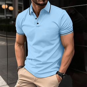 Chemises pour hommes en maille interlock unie, douces, confortables, à manches courtes, décontractées, respirantes, en mélange de coton premium, personnalisables - Product Image 4