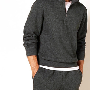 Custom <b>Men's</b> Loose Fit <b>half</b> <b>zip</b> 100% Cotton Fleece Embroidered Pullover Sweatshirt Fashionable Streetwear Solid sweatshirts - Product Image 4