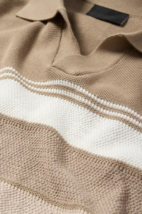 Men's Terry Cloth <b>Polo</b> <b>Shirt</b> Short Sleeve <b>Striped</b> Johnny Collar Pullover Towelling Tee for Summer - Product Image 2