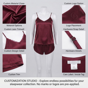 Reddito Women Satin Thermal Plus Size <b>Lounge</b> <b>Set</b> Sleeveless V-Neck Solid Color Shorts <b>Two</b> <b>Piece</b> Sleepwear Adult Spring Style - Product Image 5