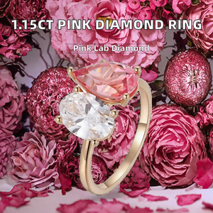 แหวนเพชรทรงลูกแพร์สีชมพู 1.15 กะรัต เพาะเลี้ยงในห้องปฏิบัติการ รับรองโดย IGI ทอง 18K เครื่องประดับเจ้าสาวสำหรับผู้หญิง - Product Image 2