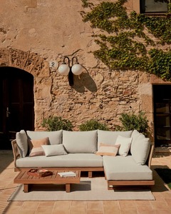 Outdoor Teak Wood <b>Sofa</b> Set with Rope Weaving and Cushions – Modern Patio Lounge Set for Garden, Villa & Resort Furniture - Product Image 2