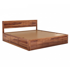 Base de Cama Queen Hecha a Mano con Acabado en Nogal y Tallado en Madera de Mango, Estilo Bohemio, con Soporte de Láminas de Madera, Decoración para el Hogar - Product Image 4