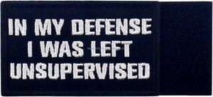 Táctico divertido aplique sujetador gancho bucle emblema bordado blanco negro 'en mi defensa me quedé sin supervisar' parche flor - Product Image 5