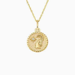 Collar con Colgante de Diamante y Medallón de Moneda del Zodiaco Capricornio - Product Image 1