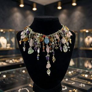 Women's 925 Silver Bohemia Statement <b>Necklace</b> With Natural Stone Tassel Beads Party Jewelry - Product Image 1