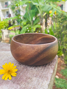 Juego de Tazones para Servir de Madera Natural Hechos a Mano de Alta Calidad, Tazones para Ensalada de Nogal Tallados y Personalizados para el Hogar, para Comida India - Product Image 5