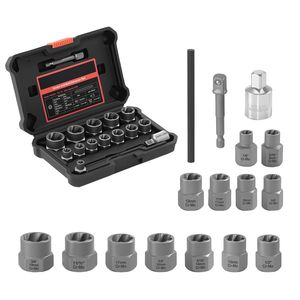 Kit di Rimozione Bulloni e Dadi a Impatto da 16 Pezzi con Adattatori e Estrattore a Punzone, Valigetta Robusta in Acciaio Cr-Mo per la Rimozione di Bulloni e Viti - Product Image 1