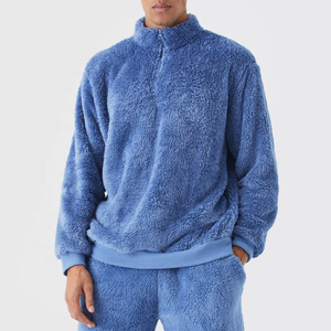 Conjunto de chándal de forro polar Sherpa personalizado para hombre, chaqueta con media cremallera y pantalones, dos piezas, ropa de casa de invierno, venta al por mayor - Product Image 4