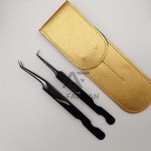 Pinzas de Precisión de Acero Inoxidable con Punta en Ángulo de 45 y 90 Grados, Color Negro Plasma, para Extensión de Pestañas - Product Image 4