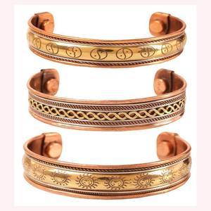 Bracelet en cuivre ajustable, manchette ouverte faite à la main, bijoux de guérison pour hommes et femmes, fournisseur en gros - Product Image 3