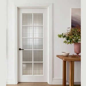 Porte française GA-09G avec cadre blanc de qualité supérieure et élégant panneau en verre - Product Image 3
