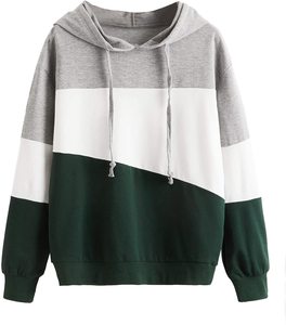 Sweat-shirt à capuche pour femme de qualité supérieure, décontracté, léger, à manches longues, avec blocs de couleur - Product Image 6
