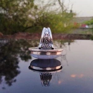 Blue Lace Agate 925 Sterling <b>Silver</b> Handmade Oval Cut Lock Shape <b>Ring</b> Party Anniversary Gift Promise Boho <b>Statement</b> Jewelry - Product Image 3