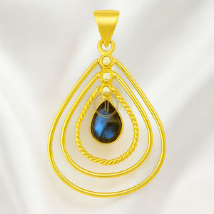 Pendentif en pierre précieuse labradorite bleue, argent sterling 925 |   Pendentif plaqué or rose et or jaune |   Collier en cristal de guérison, cadeau - Product Image 4