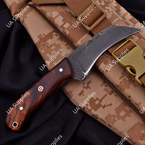 Cuchillo de Supervivencia para Exteriores, Forjado a Mano en Acero al Carbono, Afilado como una Navaja, Hoja Fija Tipo Pico de Halcón, Madera de Palisandro, para Camping y Caza, OEM Industrial - Product Image 6