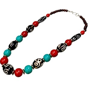 Collar de Doble Capa Clásico, Resistente al Agua, con Cuentas de Resina Azul Verdosa Irregulares, Estilo Retro, Chapado en Plata, de la Marca MOON RISE CRAFT, en Oferta - Product Image 4