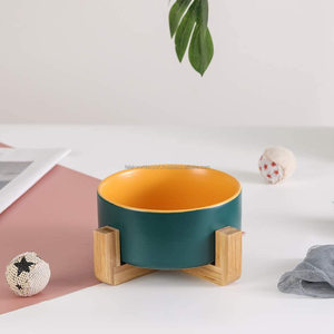 Falak World, cuenco de agua de cerámica de alta calidad para alimentos para mascotas, alimentador de soporte de madera ecológico pulido multicolor para perros y gatos de FWE - Product Image 5