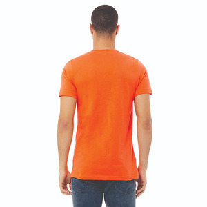 T-shirt décontracté d'été pour homme, col rond, manches courtes, uni, respirant, en polyester/coton non tissé, couleur orange - Product Image 4