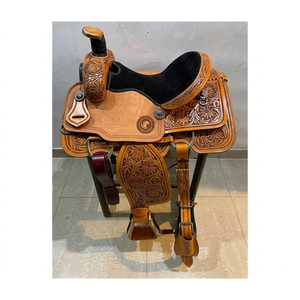 Selle de barrel racing western haut de gamme, faite à la main et de qualité supérieure : équipement équestre très demandé pour le plaisir du trail et l'équitation personnalisée - Product Image 2