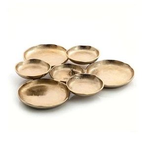 Luxury Gold Finish Metal Serving Tray Platter Set With Organic Shape, Ideal For Appetizers, Desserts, <b>Snacks</b> & Table Decoration - Product Image 4
