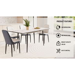 47\" & 63\" <b>Expandable</b> Dining <b>Table</b> Set for 2-6 People Elegant Spa PU Fabric Thick Cushioned Dining Chair for Dining Room - Product Image 5