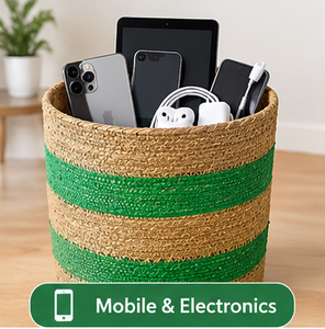 Soldes Exceptionnelles : Panier Rond en Jonc de Mer Naturel Tressé avec Couvercle, Fait Main, Organisateur de Rangement pour Linge, Jouets et Accessoires Domestiques - Product Image 1