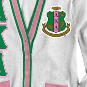 Suéter Cárdigan Blanco y Verde con Letras de Chenilla, para Mujer, Tejido, con Botones al Frente, Estilo Universitario, Casual, con Escudo Bordado - Product Image 2