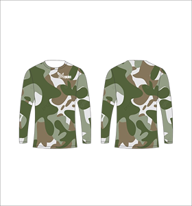 T-shirt à manches longues camouflage vert, blanc et marron personnalisé, respirant, pour l'entraînement sportif et le fitness - Product Image 1