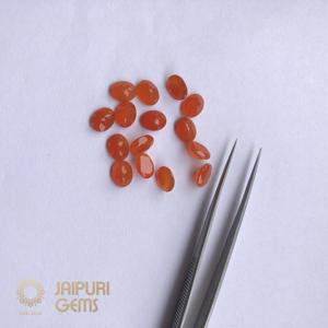 Pierres précieuses naturelles en cornaline orange, taille ovale, 5mm-7mm, pour la fabrication de bijoux, provenant de pierres précieuses certifiées de Jaipur - Product Image 2