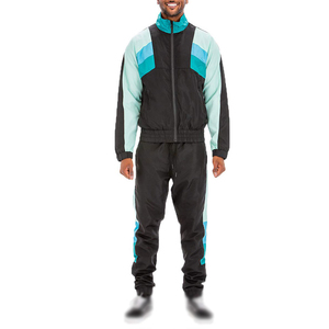 Men Color Blocking Printed Tracksuit Set Full Sleeve Zipper <b>Windbreaker</b> Sporty Workout Clothing <b>Black</b> Teal Green Summer LooseMen - Product Image 1