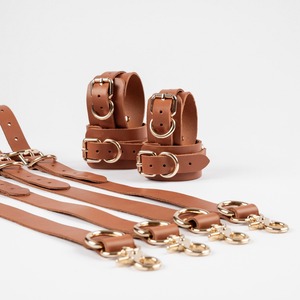 Real Genuine Leather Bed Restraints Adjustable High Quality Harness Straps Custom <b>Bondage</b> Cuffs OEM RTTS-0129 - Product Image 5