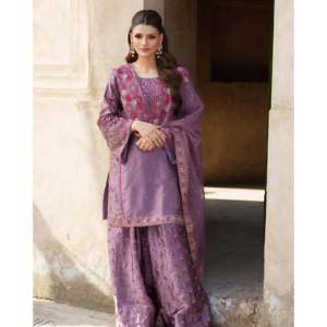 Salwar Kameez de Seda de Diseñador con Top-Plazzo y Dupatta para Fiestas, Look Elegante - Product Image 1